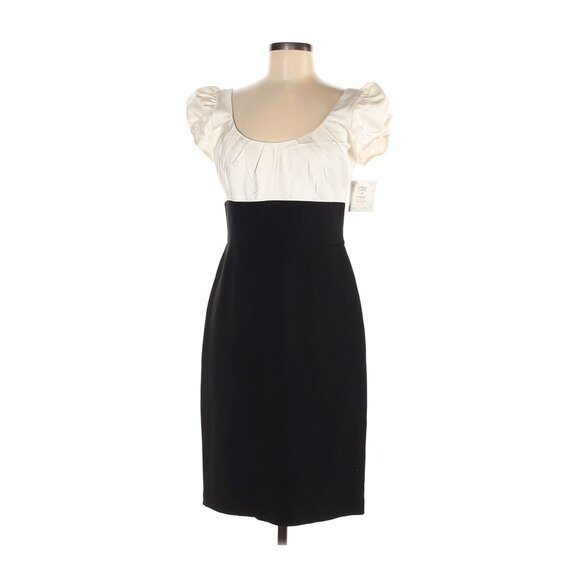 Suzi Chin For Maggy Boutique Two-Tone Puff Sleeve Knee-Length Dress Size 8 - Picture 1 of 4